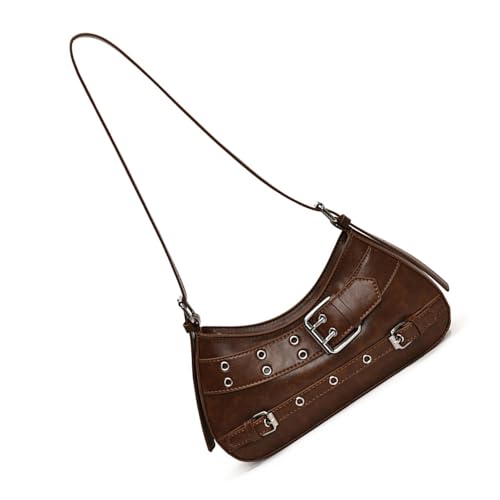 NVOQILIN Herbst Winter Achseltasche für Damen Mädchen Trendy Clutches Handtasche Geldbörse Retro Schnalle Schulter PU Leder Achselhöhle Herbst Winter Handtasche Schnalle Schulter Retro Unterarm, braun von NVOQILIN