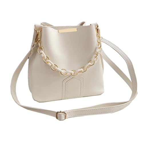 NVOQILIN Mehrzweck-Beuteltasche für Damen, großes Fassungsvermögen, mit Kettengriff, modische Schultertasche, Umhängetasche, PU-Leder, Umhängetasche, beige, One Size von NVOQILIN