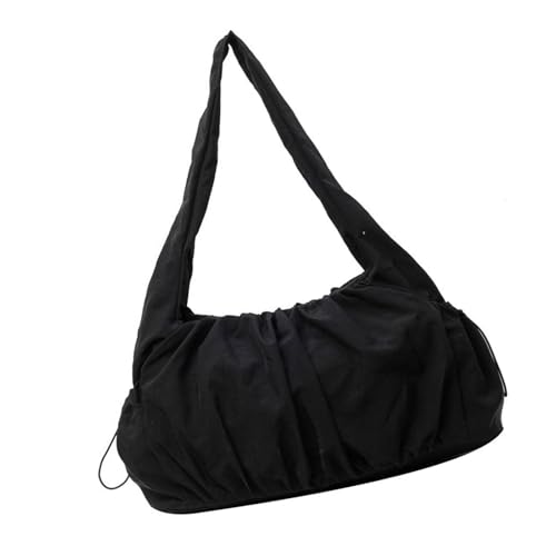 NVOQILIN Modische Damen-Umhängetasche, plissiert, großes Fassungsvermögen, einfarbig, Nylon, Handtasche, Unterarmtasche für Studenten und Pendler, koreanische Schulter, Schwarz , One Size von NVOQILIN