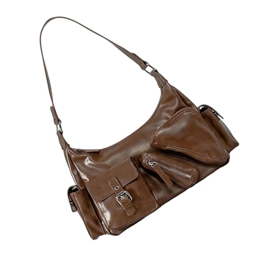 NVOQILIN Modische Unterarmtasche für Damen, Handtasche, weiches PU-Leder, Schultertasche, Achseltasche, Abendtasche, für Einkaufen, Reisen, Büro, weiches PU-Leder, coffee, One Size von NVOQILIN