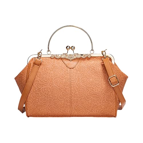 NVOQILIN PU-Leder-Geldbörse, Clutch, Schultertasche, Schultertasche für Damen und Mädchen, Crossbody-Tasche mit abnehmbarem Riemen, Geschenke, Tragegriff oben, braun, One Size von NVOQILIN