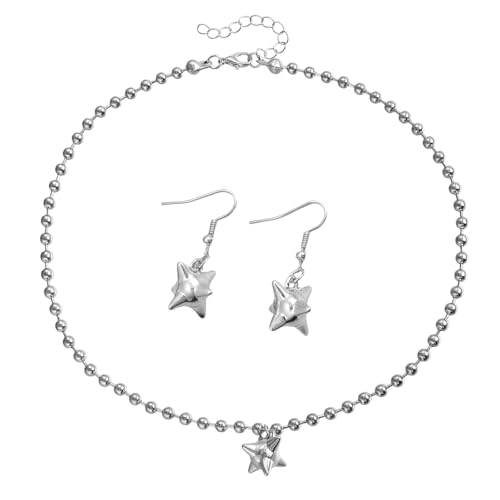 NVOQILIN Polierte Legierung Spikes Anhänger Halskette und Ohrringe Set Stilvolle Verzierung Set für Streetwear und Casual Outfits Punk Anhänger Halskette von NVOQILIN