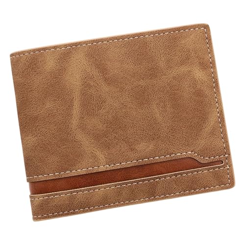 NVOQILIN Praktischer PU-Kartenhalter für Herren, mehrere Kartenfächer und Textur für Studenten und professionelles Accessoire in Kontrastfarbe, helles kaffebraun, Mass Beauty von NVOQILIN