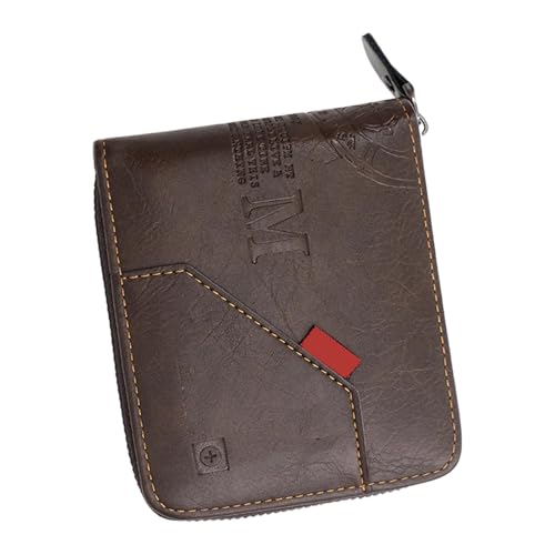 NVOQILIN Stilvolle Herren Kurze Geldbörse mit Reißverschluss Verschluss Praktischer PU Kartenhalter für Alltag und Geschäftstreffen Casual Everyday Wallet, dark coffee, Mass Beauty von NVOQILIN