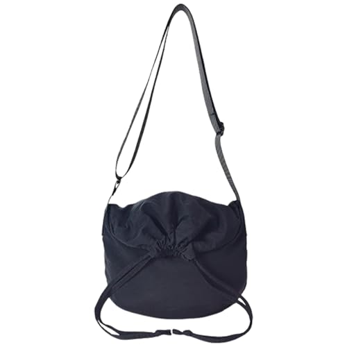 NVOQILIN Stilvolle Umhängetasche mit großem Fassungsvermögen, praktische Kordelzug-Nylon-Umhängetasche, Umhängetasche für den täglichen Gebrauch und Reisen, Unisex-Kuriertasche, Schwarz , One Size von NVOQILIN