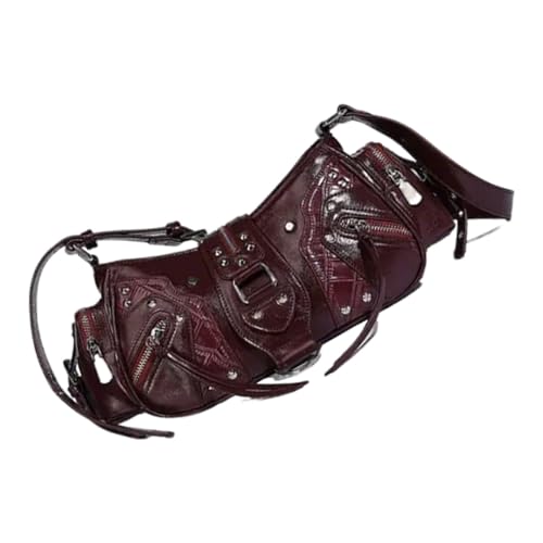NVOQILIN Stilvolle Umhängetasche mit praktischem PU-Leder und Nietendetails, Unterarmtaschen aus PU-Leder für den täglichen Pendler und Partys, rot, One Size NVOQILIN Stilvolle Umhängetasche mit praktischem PU-Leder und Nietendetails, Unterarmtaschen aus PU-Leder für den täglichen Pendler und Partys, rot, One Size von NVOQILIN