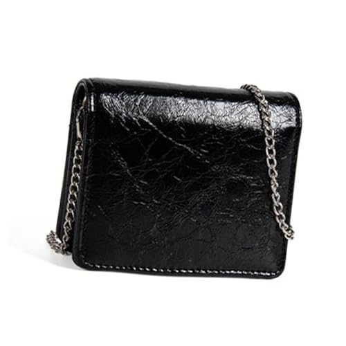 NVOQILIN Umhängetasche mit Kette, PU-Leder, kleine Tasche für Lippenstifte, Organizer, tragbare kleine Münzgeldbörse, Geldbörse für den täglichen Gebrauch und Partys, PU-Leder-Umhängetasche, Schwarz von NVOQILIN