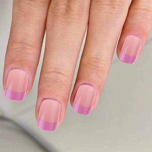 Press on Nails Kurze, quadratische Kunstnägel, französische Vollabdeckung, Acryl, falsche Designs, für Frauen und Mädchen, Acrylkleber auf Nagel für Frauen, transparent von NVOQILIN