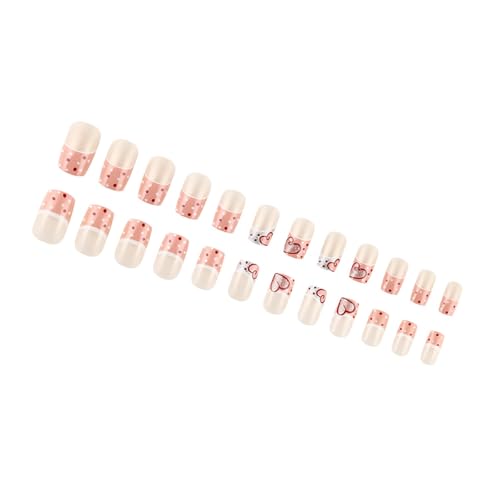 Press on Nails kurzes quadratisches falsches Set mit Glitzer-Herz-Designs, künstlich für Hochzeiten und besondere Anlässe, Nagelkunst für Frauen von NVOQILIN