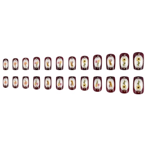 Quadratische Nägel, künstliche Fingernägel, zum Aufkleben, zum Aufdrücken, für Damen und Mädchen, quadratischer Kunstnägel von NVOQILIN