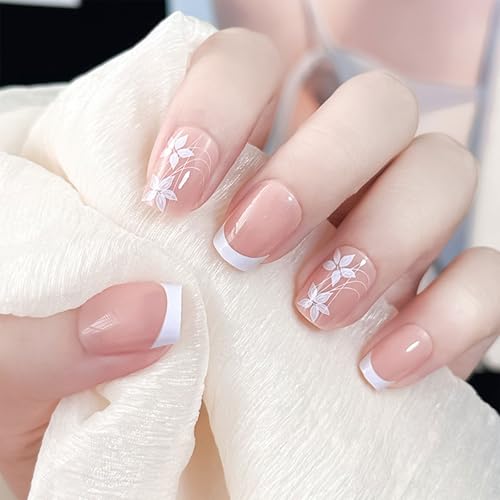 Quadratische Nägel zum Aufdrücken, künstliche Aufkleben, in 12 Größen, 24 Stück, französische Spitzen für Heimwerker, Dekorationen, Acrylkleber auf Nägel für Frauen, transparent von NVOQILIN