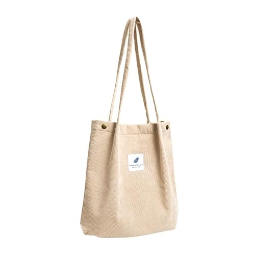 NVUGFJ Stofftasche Mit Reißverschluss,Cord Umhängetasche Damen,Groß Schultertasche Canvas Tasche Tote Handtasche für Pendler, Einkäufe, Schule, Reisen Und Shopping(Beige) von NVUGFJ