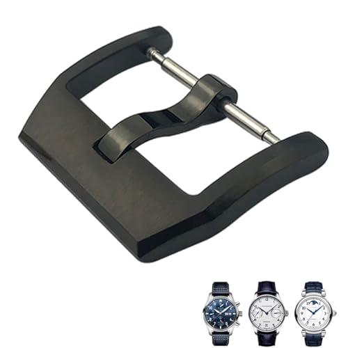NVVVNX 18-mm-Faltschließe aus 316L-Edelstahl, für IWC Spitfire-Lederarmband mit Faltschließe(Black pin 2) von NVVVNX