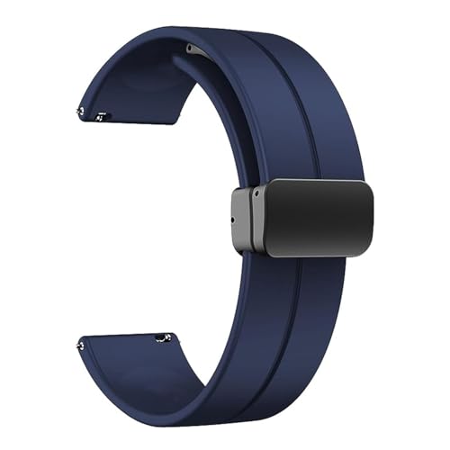 NVVVNX 20 mm 22 mm Silikonbänder, Sportuhrenarmbänder mit Schnellverschluss und magnetischer Faltschließe für Männer und Frauen(MidnightBlue,22mm) von NVVVNX
