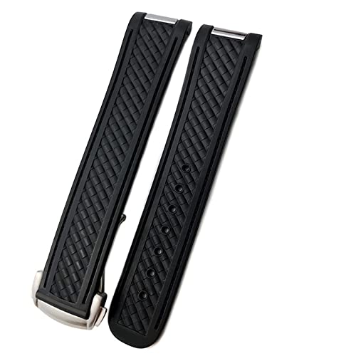 NVVVNX 20 mm Gummi-Silikon-Uhrenarmband für Omega-Armband Seamaster 300 AT150 Aqua Terra Ultra Light 8900 Stahlschnalle(Black,20mm Gold Buckle) von NVVVNX