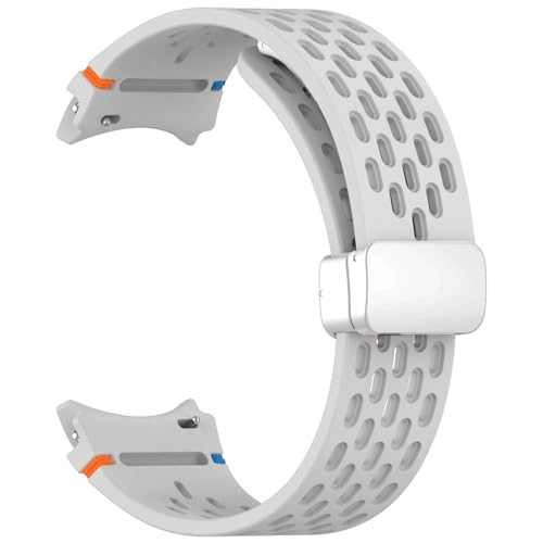 NVVVNX 20 mm Magnetarmband für Samsung Galaxy Watch 4 5 Pro 6 7 7LTE 44 mm 40 mm Watch4/6, klassisches Silikonband, keine Lücken, Armband Correas(Light GrayS,Watch 5 40 44) von NVVVNX