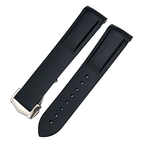 NVVVNX 20 mm gebogenes Gummi-Uhrenarmband, passend für Omega Speedmaster Moonwatch Seamaster 300 AT150, Black Buckle, Achat NVVVNX 20 mm gebogenes Gummi-Uhrenarmband, passend für Omega Speedmaster Moonwatch Seamaster 300 AT150, Black Buckle, Achat von NVVVNX