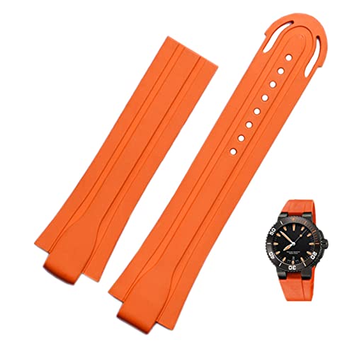 NVVVNX 24mm * 12mm Lug End Gummi Wasserdichtes Armband Für Oris Armband Silikon-uhrenarmband Edelstahl Faltschließe(Orange-No buckle) von NVVVNX