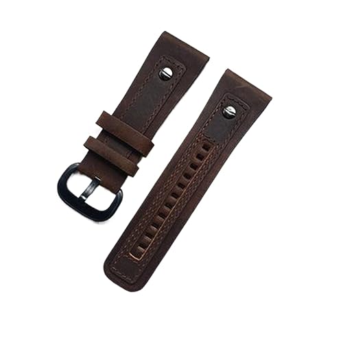 NVVVNX 28 mm klassisches Echtleder-Armband mit Niete für Seven Friday Uhrenarmband, schwarz-braunes Handgelenk-Armband, Dornschließe(Black Gray) von NVVVNX