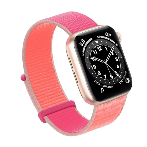 NVVVNX Für Apple Watch Band 49MM 45MM 44MM 42MM 41MM 40MM 38MM, Frauen Männer Sport Nylon Loop Strap Für IWatch Serie Ultra 8 7 6 5 4 3 2 1 SE(Pomegranate,42/44/45/49mm) von NVVVNX