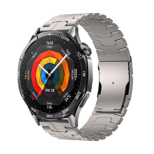 NVVVNX Für Huawei Uhr GT5 46mm Metallband Business Armband 22mm Für Huawei Uhr GT 46mm/GT2e/GT3 46mm Edelstahl Uhrenarmbänder(Titanium 1) von NVVVNX