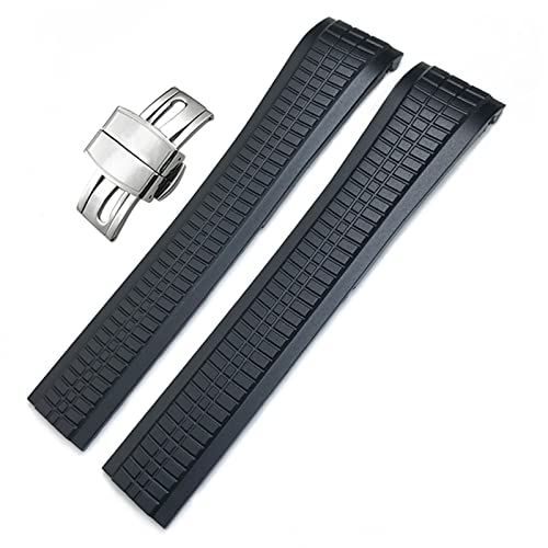 NVVVNX Für Patek Philippe 5164A 5167A AQUANAUT Philippe Series Uhrenarmband mit Schmetterlingsschnalle, buntes Fluorkautschuk, 21 mm Uhrenarmbänder(Black,Gold Buckle) von NVVVNX