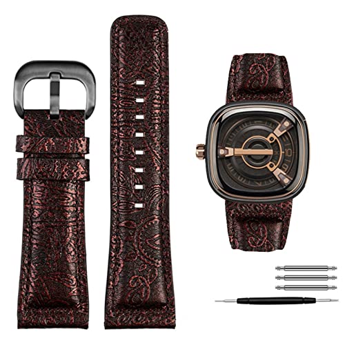 NVVVNX Für Seven Friday Q2/03/M2/M021/T2 Echtes Leder Armband Vintage styleDiesel uhr Männer rindsleder strap 28m Armband zubehör(Color 3 black) von NVVVNX