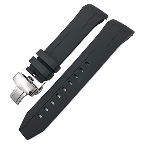 NVVVNX Gummi-Silikon-Armband 22 mm 21 mm für Tissot T120417 Sea Star 1000 Serie Orange Schwarz Wasserdichtes Taucheruhrenarmband(Black Silver 1,21mm) von NVVVNX