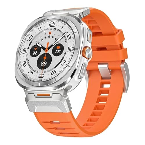 NVVVNX Gummiband für Samsung Galaxy Uhr Ultra 47mm Correa Armband ULTRA 47MM Metall Quick Fit Männer Strap Uhrenarmbänder(Silver orannge1) von NVVVNX
