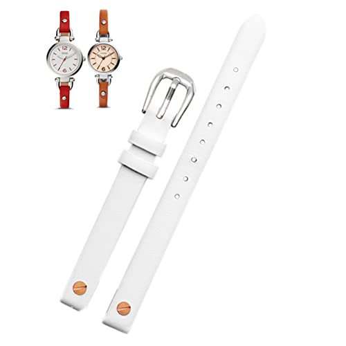 NVVVNX Mode echtes Leder -Uhrband für Fossilien ES4340 ES4119 ES4000 3745 3861 4026 Frauen Armband Armband 8mm mit Schraube(White Silver) von NVVVNX