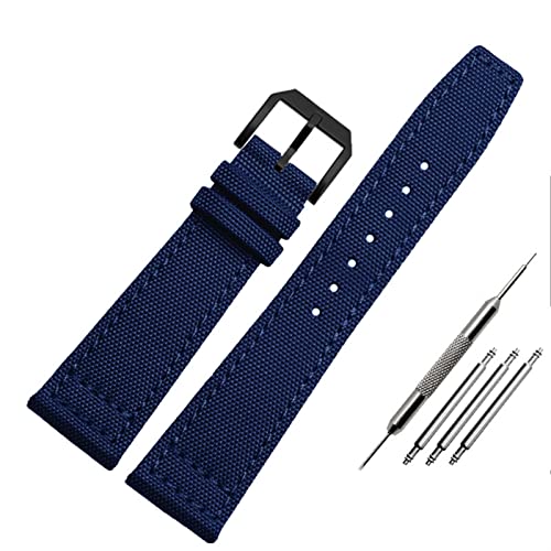 NVVVNX Nylon Watch Band Für Iwc Portugiesisch-Pilot-Serie 20mm 21mm 22mm Armbanduhr Band Leinwand Armband Blaues Blaugrün Uhrengurt(A-blue-black,22mm) von NVVVNX