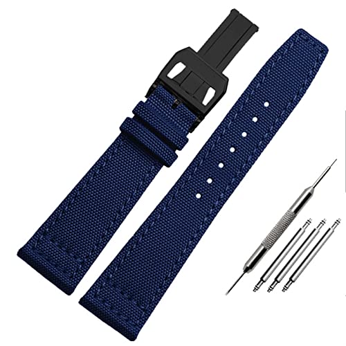 NVVVNX Nylon Watch Band Für Iwc Portugiesisch-Pilot-Serie 20mm 21mm 22mm Armbanduhr Band Leinwand Armband Blaues Blaugrün Uhrengurt(B-blue-black,21mm) von NVVVNX