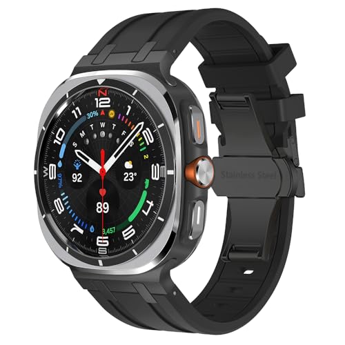 NVVVNX Silikon Band Für Samsung Galaxy Uhr Ultra 47mm Männer Luxus Armband Für Galaxy 7 47 Ultra 47MM AP sport Strap Correa Uhrenarmbänder(Black black) von NVVVNX