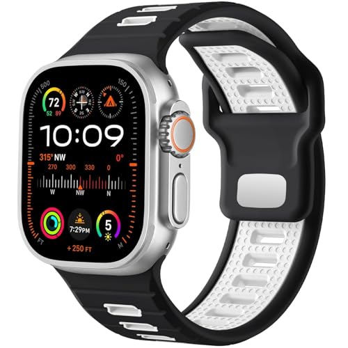 NVVVNX Sportuhrenarmband, für Apple Watch Ultra 2/Ultra Band Herren 49 mm 45 mm 44 mm 42 mm, Ersatzarmband mit Silikonschlaufe, kompatibel mit IWatch Series SE 9 8 7(D) von NVVVNX