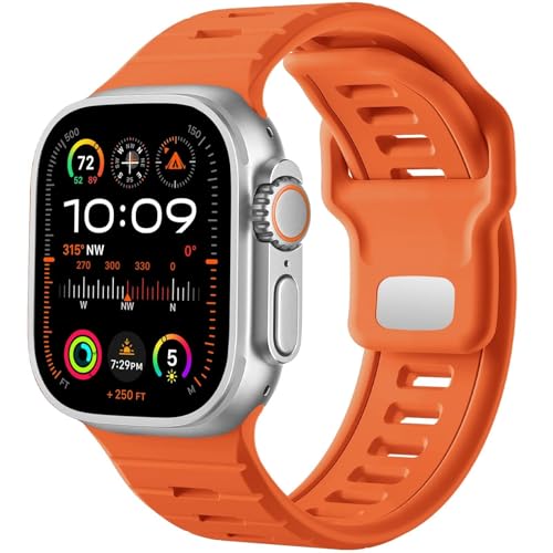 NVVVNX Sportuhrenarmband, für Apple Watch Ultra 2/Ultra Band Herren 49 mm 45 mm 44 mm 42 mm, Ersatzarmband mit Silikonschlaufe, kompatibel mit IWatch Series SE 9 8 7(L) von NVVVNX