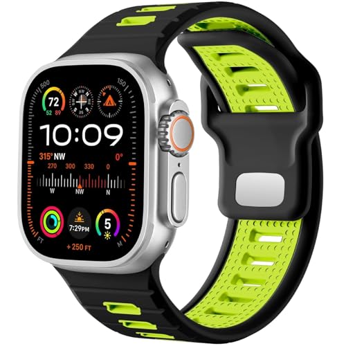 NVVVNX Sportuhrenarmband, für Apple Watch Ultra 2/Ultra Band Herren 49 mm 45 mm 44 mm 42 mm, Ersatzarmband mit Silikonschlaufe, kompatibel mit IWatch Series SE 9 8 7(Q) von NVVVNX