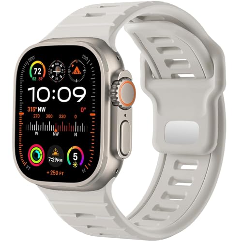 NVVVNX Sportuhrenarmband, für Apple Watch Ultra 2/Ultra Band Herren 49 mm 45 mm 44 mm 42 mm, Ersatzarmband mit Silikonschlaufe, kompatibel mit IWatch Series SE 9 8 7(R) von NVVVNX