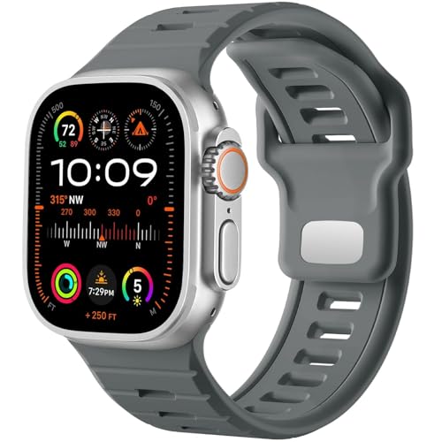 NVVVNX Sportuhrenarmband, für Apple Watch Ultra 2/Ultra Band Herren 49 mm 45 mm 44 mm 42 mm, Ersatzarmband mit Silikonschlaufe, kompatibel mit IWatch Series SE 9 8 7(U) von NVVVNX