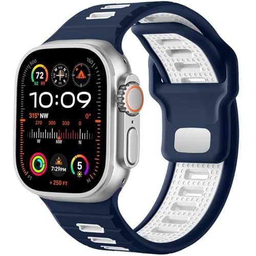 NVVVNX Sportuhrenarmband, für Apple Watch Ultra 2/Ultra Band Herren 49 mm 45 mm 44 mm 42 mm, Ersatzarmband mit Silikonschlaufe, kompatibel mit IWatch Series SE 9 8 7(W) von NVVVNX