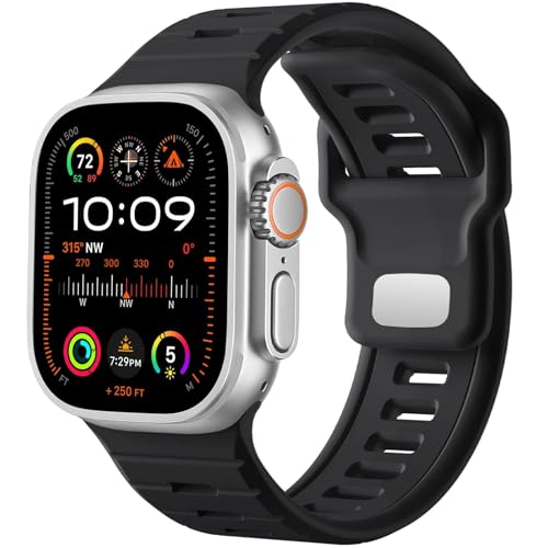 NVVVNX Sportuhrenarmband, für Apple Watch Ultra 2/Ultra Band Herren 49 mm 45 mm 44 mm 42 mm, Ersatzarmband mit Silikonschlaufe, kompatibel mit IWatch Series SE 9 8 7(Y) von NVVVNX