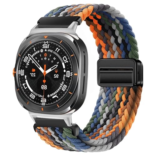 NVVVNX Uhrarmband Für Galaxy Watch Ultra Armband 47mm Zubehör Magnetisches Nylon geflochtenes Sportarmband Correa Galaxy Watch 7 Ultra Band(Ca Color) von NVVVNX
