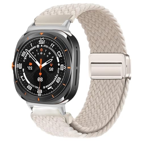 NVVVNX Uhrarmband Für Galaxy Watch Ultra Armband 47mm Zubehör Magnetisches Nylon geflochtenes Sportarmband Correa Galaxy Watch 7 Ultra Band(Star) von NVVVNX