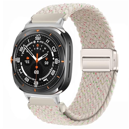 NVVVNX Uhrarmband Für Galaxy Watch Ultra Armband 47mm Zubehör Magnetisches Nylon geflochtenes Sportarmband Correa Galaxy Watch 7 Ultra Band(Star Color) von NVVVNX