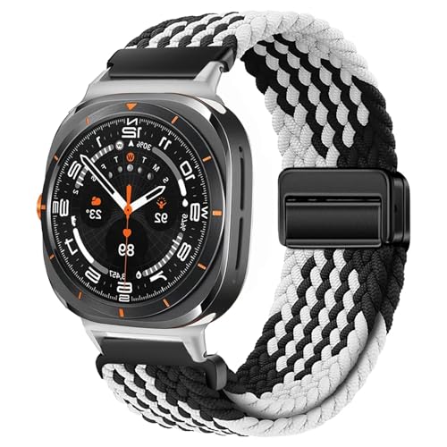NVVVNX Uhrarmband Für Galaxy Watch Ultra Armband 47mm Zubehör Magnetisches Nylon geflochtenes Sportarmband Correa Galaxy Watch 7 Ultra Band(Z-BW) von NVVVNX