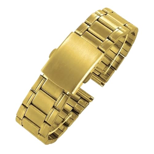 NVYRFS 12 14 mm 16 mm 18 mm 20 mm 22 mm 24 mm Edelstahlglieder Uhrenarmbänder Armband Armbanduhr Verschluss Armband Ersatz Leichtes Band(Gold,20mm) von NVYRFS