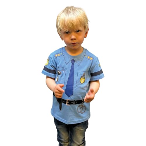 NW NATIONWEAR Polizeihemd - Polizeiuniform für Unisex-Kinder, Kurzarm, T-Shirt, Hemd, Balu, Cartoon, Größe 110 von NW NATIONWEAR
