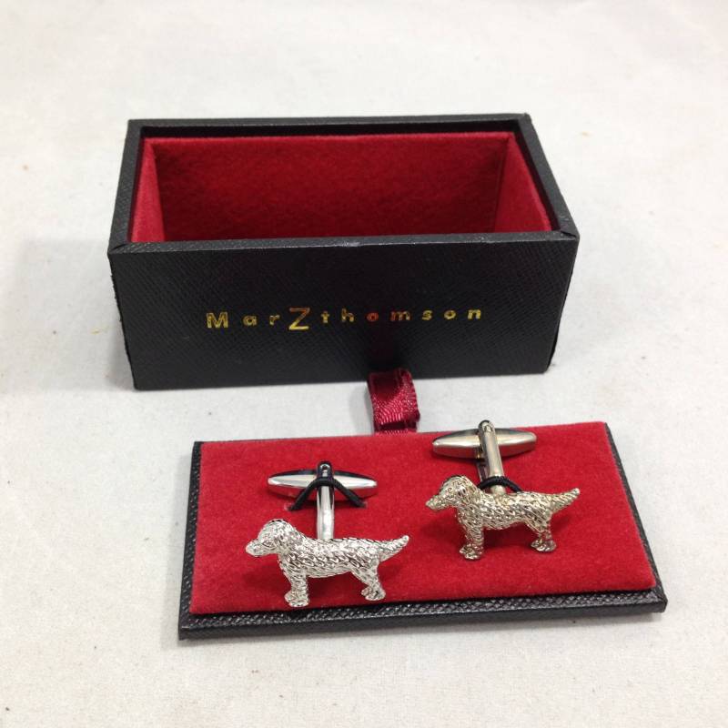 Ein Paar Versilberte Hunde-Manschettenknöpfe Von Marzthomson Neu in Original-Geschenkbox 03944 von NWAttic