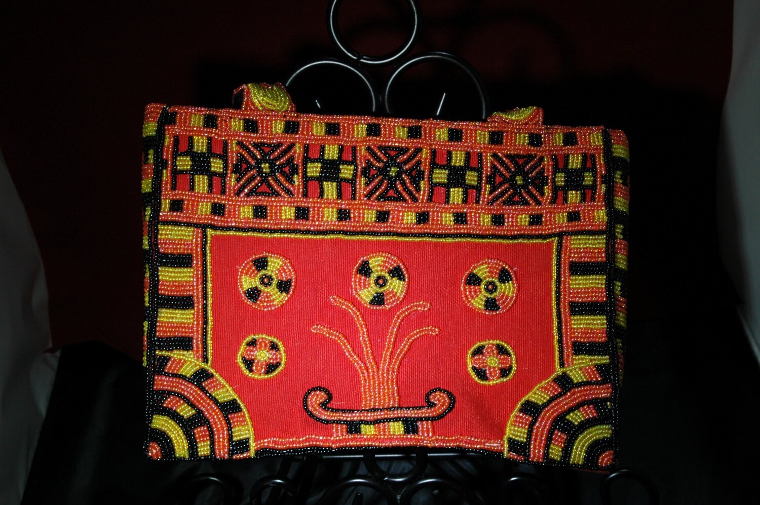 Ipa Nima Perlen Handtasche Orange Gelb Schwarz 10 Von 7 Verwendet 03876 von NWAttic