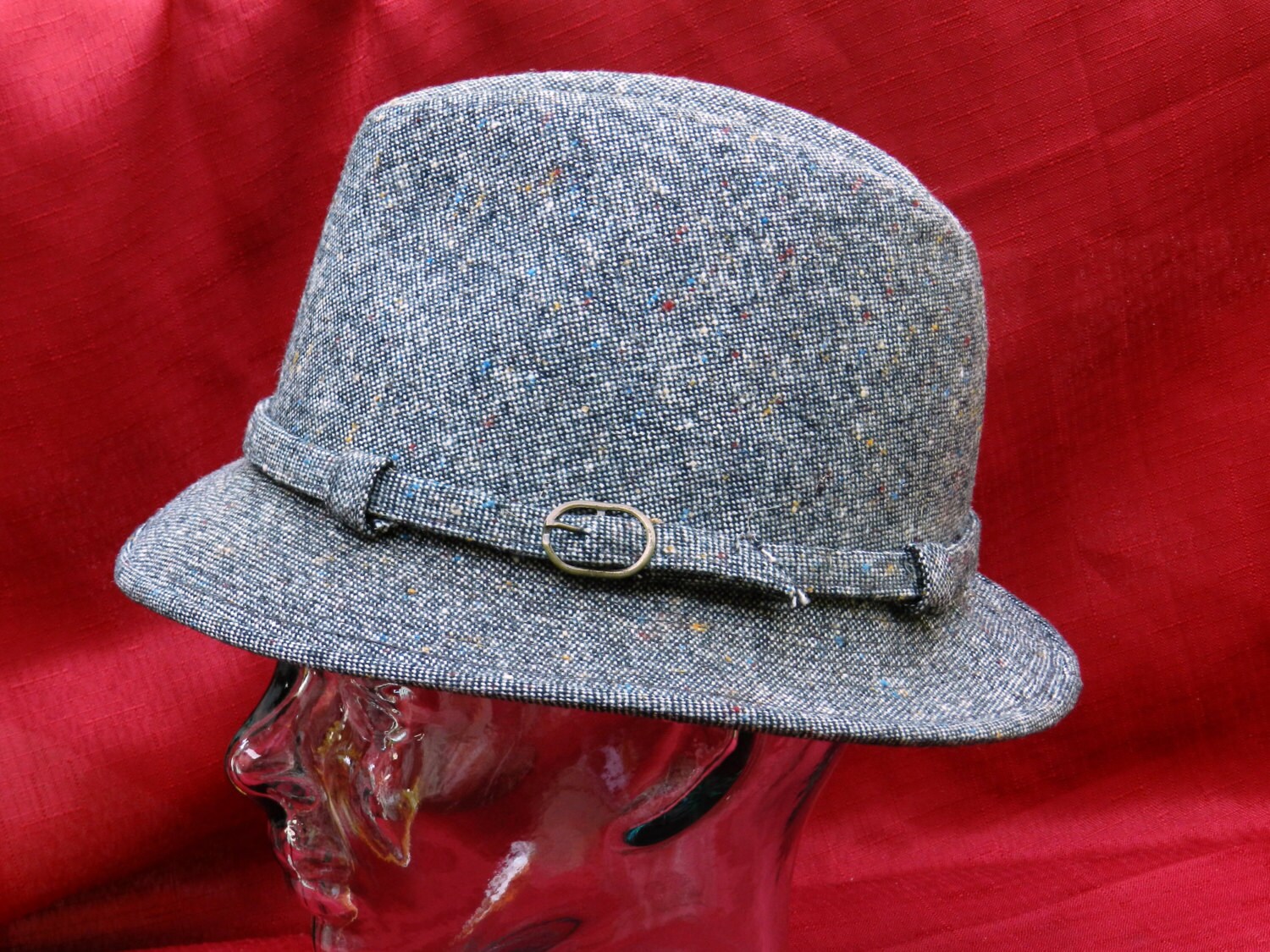 Vintage Knox Pace-Setter Kollektion Grauer Tweed Fedora Größe 7 04705 von NWAttic