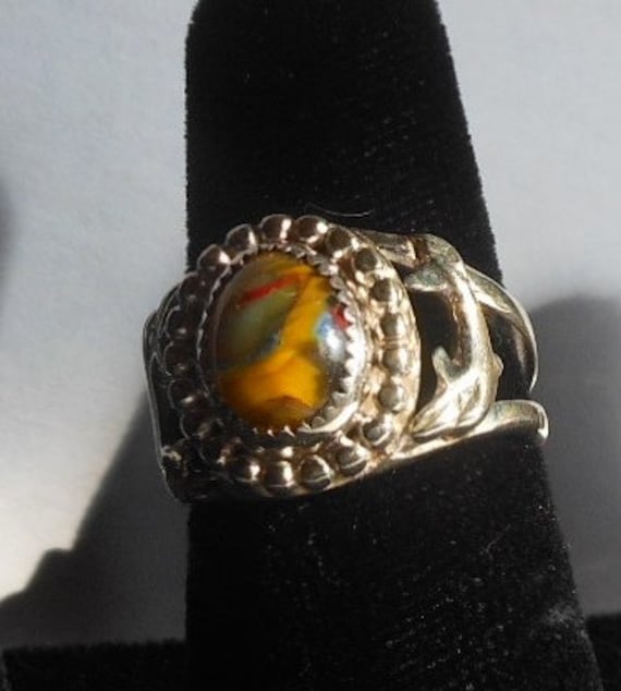 sterling Silber Ring Mit Glas Cabochon Zentrum von NWCustomJewelry